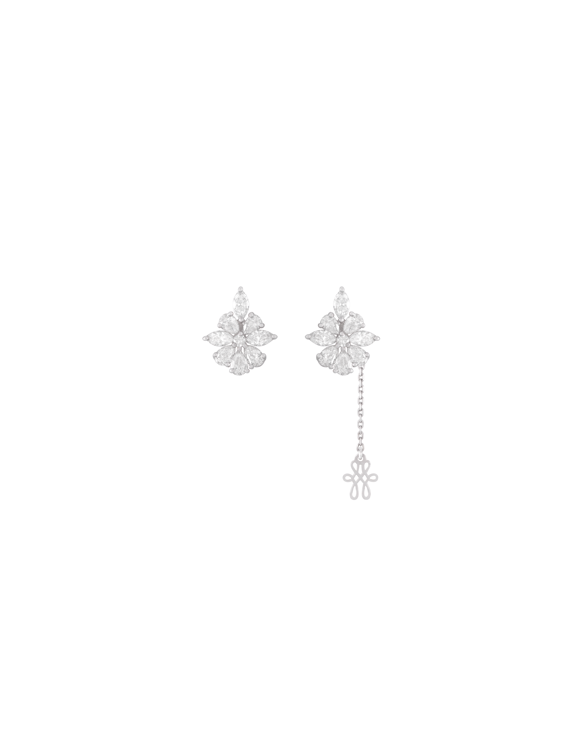 BRINCO FLOR EM DIAMANTES GOTA E NAVETE Brinco Flor Diamantes - Imagem 1