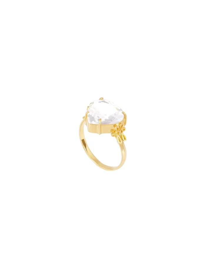 Anel Florescer Coração de Cristal G