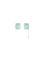 Brinco Esmeralda Colombiana Retangular e Moldura de Brilhantes 0,96ct
