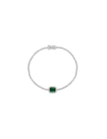 Pulseira Riviera Esmeralda e Brilhantes Retangular